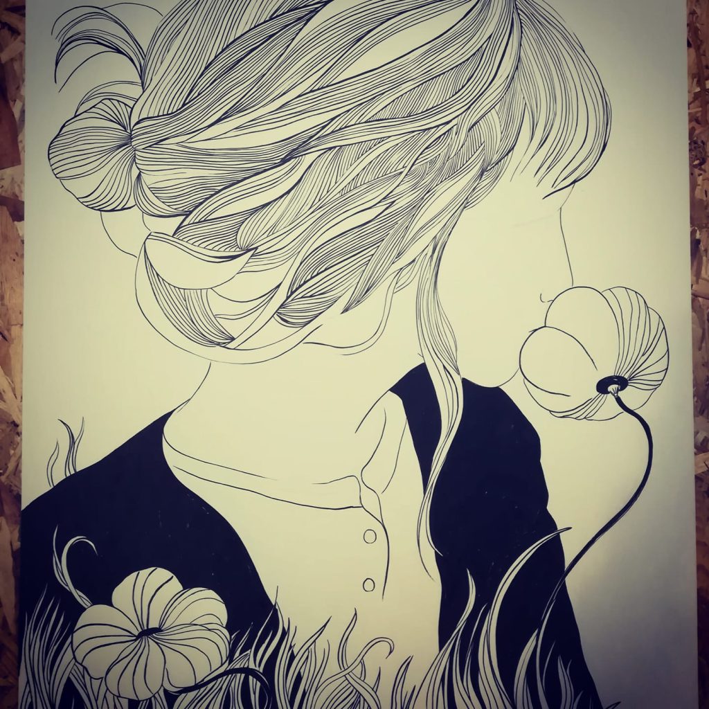 Dessin Autoportrait au crayon de Claire Wijbick